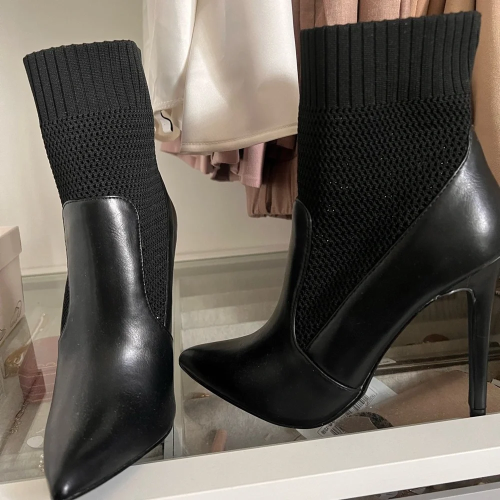 Sock and leather booties. Worn only inside for style video - Picture 2 of 4